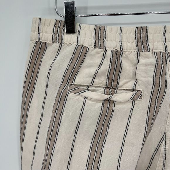 J. Jill Striped Linen Blend Pull On Pants Ankle Crop Beach Ivory Size Medium - Picture 5 of 11